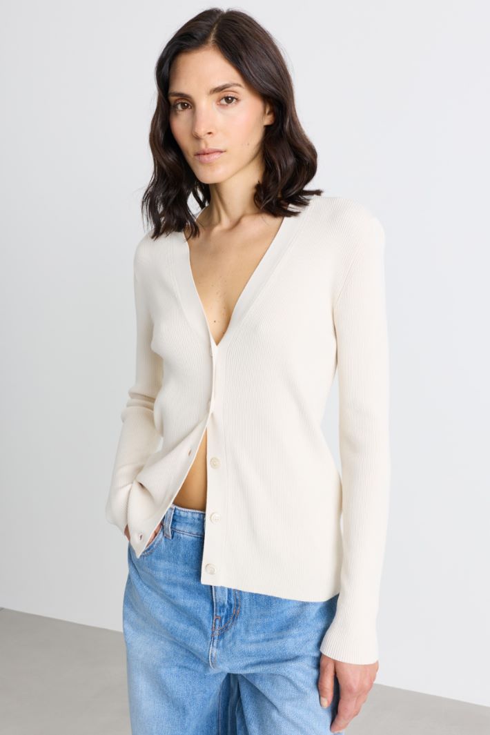 Cardigan mit V-Ausschnitt - WEISS - Intrend - 2