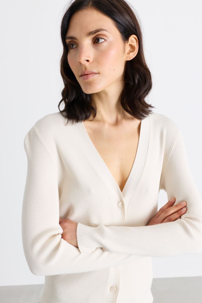 Cardigan mit V-Ausschnitt - WEISS - Intrend - 3