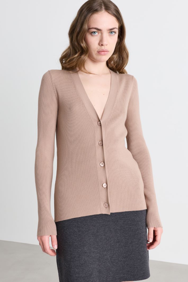 Cardigan mit V-Ausschnitt - BEIGE - Intrend - 2