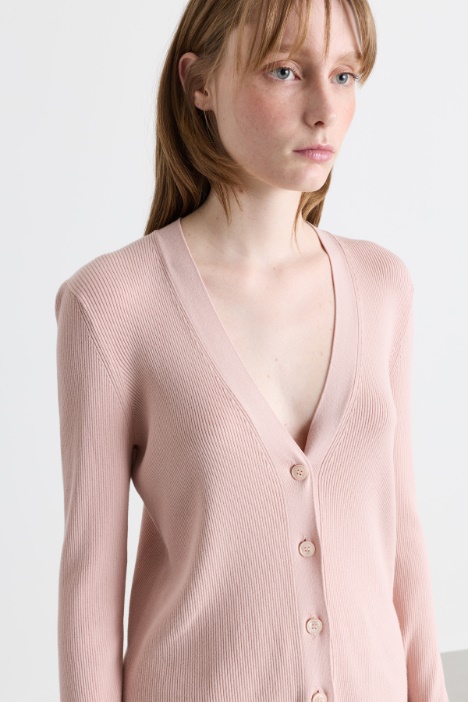 Cardigan a V in viscosa