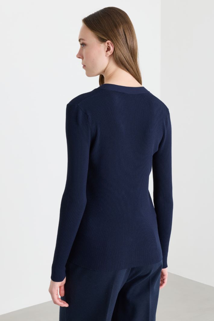 Cardigan mit V-Ausschnitt - BLAU - Intrend - 4