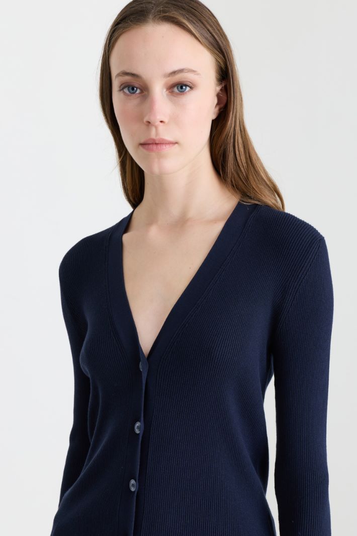 Cardigan mit V-Ausschnitt - BLAU - Intrend - 3