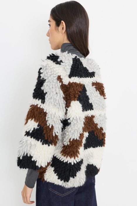 Cardigan morbido in alpaca jacquard