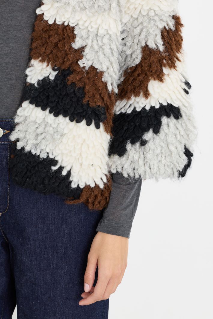 Cardigan jacquard souple - MARRON NOIR BLANC - Intrend - 3