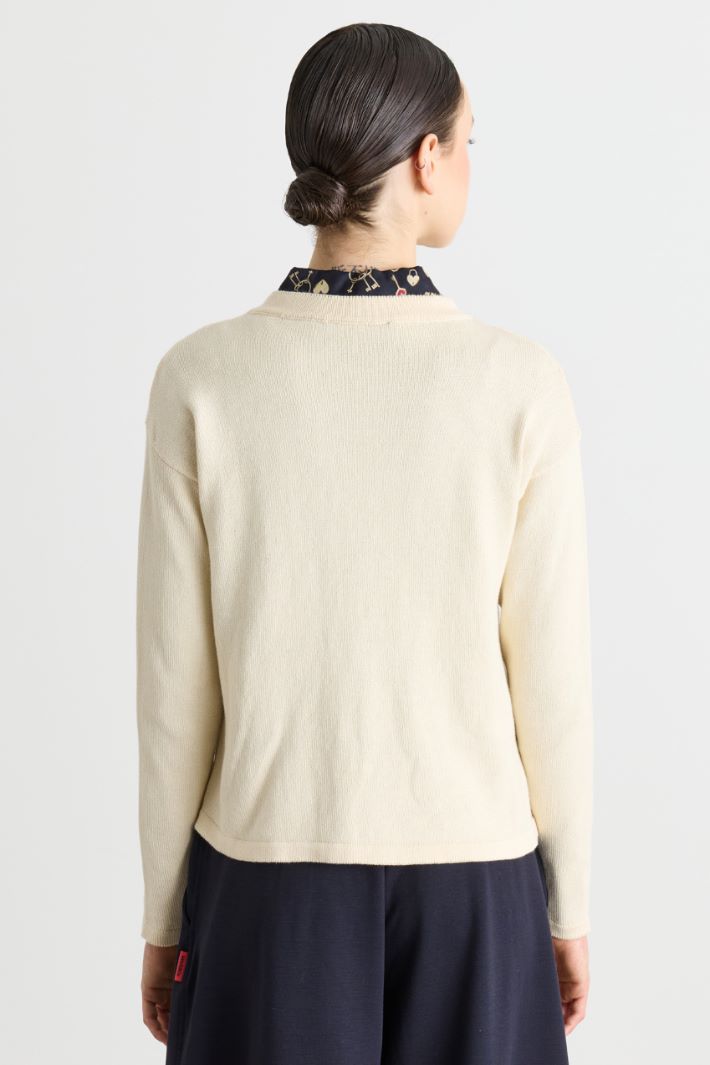 Plain-knit cardigan - WHITE - Intrend - 4