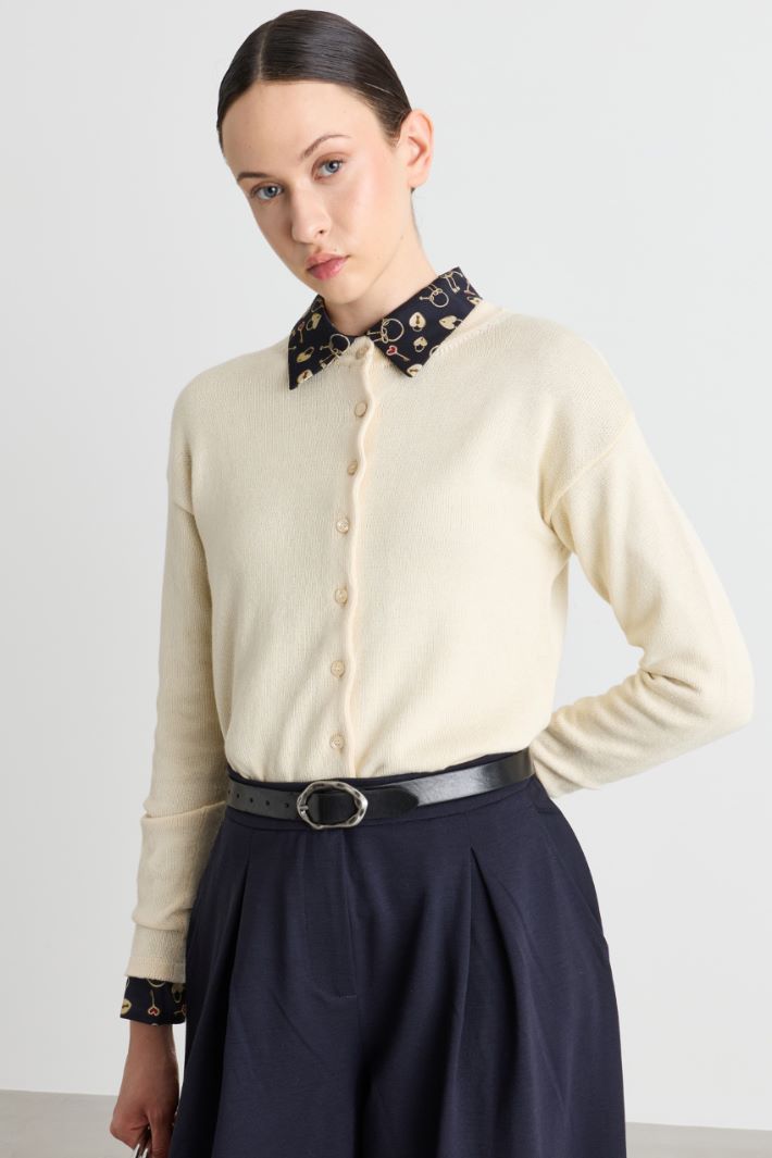 Plain-knit cardigan - WHITE - Intrend - 2
