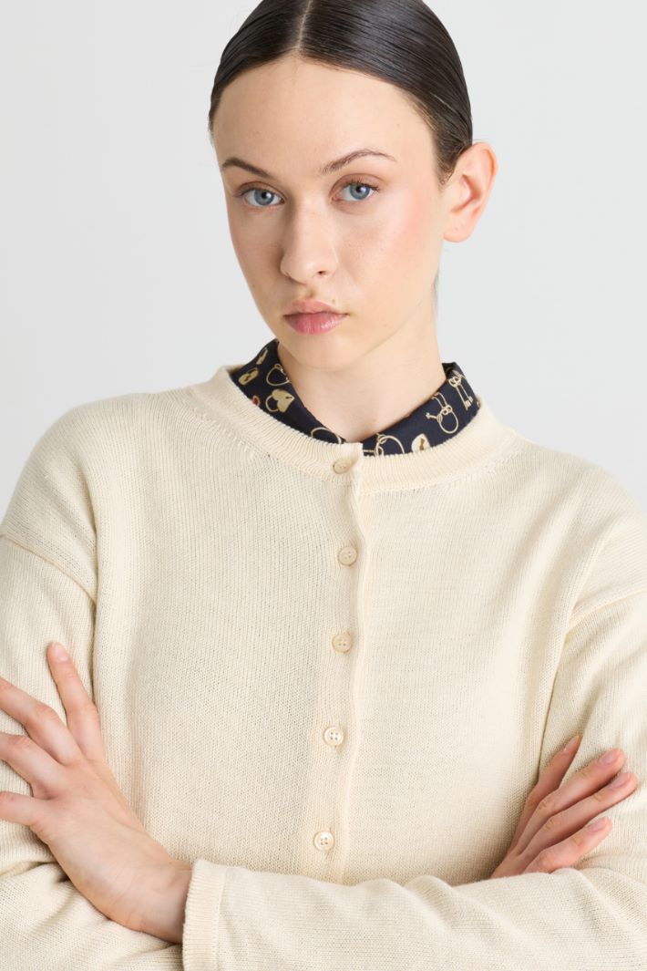 Plain-knit cardigan - WHITE - Intrend - 3