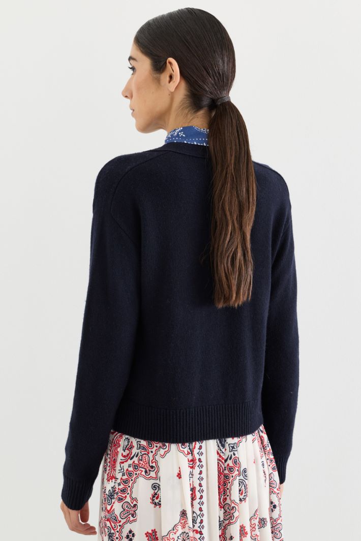 V-neck cardigan - BLUE - Intrend - 4