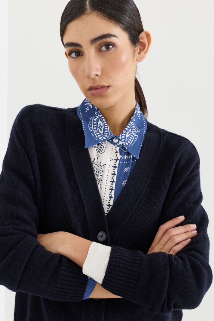 V-neck cardigan - BLUE - Intrend - 3