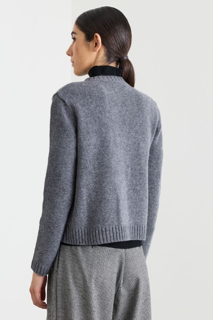Cardigan with patch pockets - GREY - Intrend - 4
