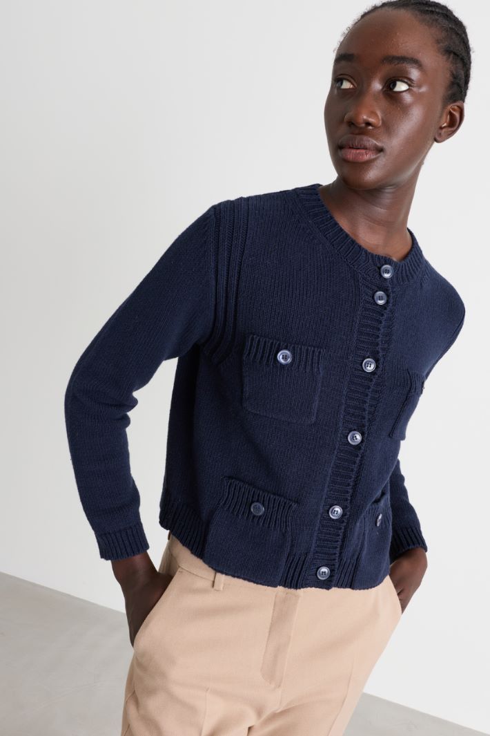 Cardigan with pockets - BLUE - Intrend - 3