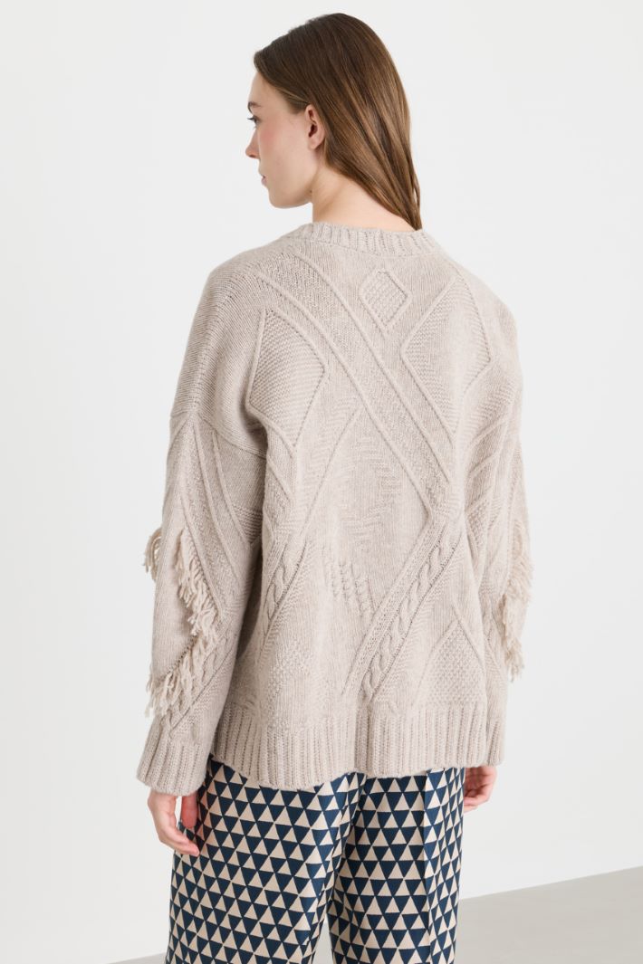 Fringed cardigan - BEIGE - Intrend - 4