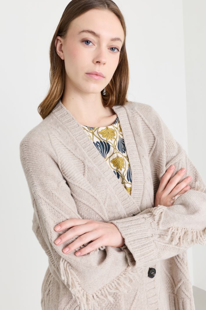Fringed cardigan - BEIGE - Intrend - 3