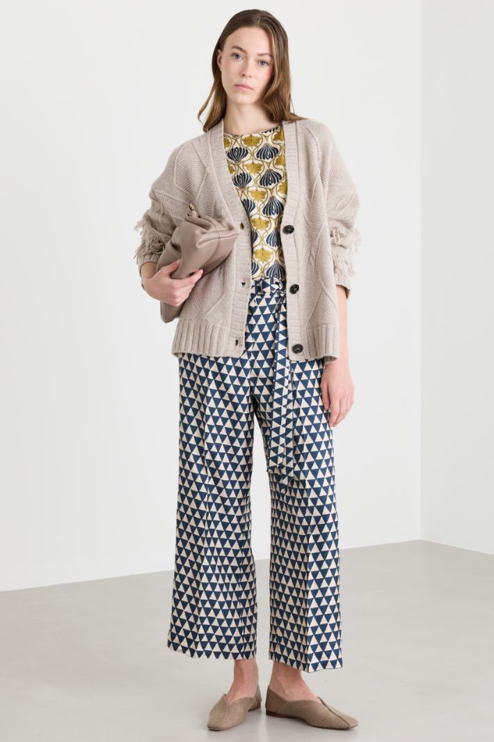 Fringed cardigan - BEIGE - Intrend