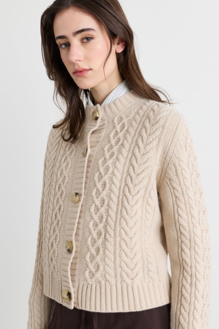 Zopfstrick-Cardigan - BEIGE - Intrend - 3