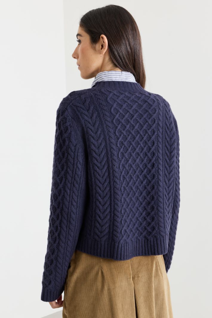 Zopfstrick-Cardigan - BLAU - Intrend - 4