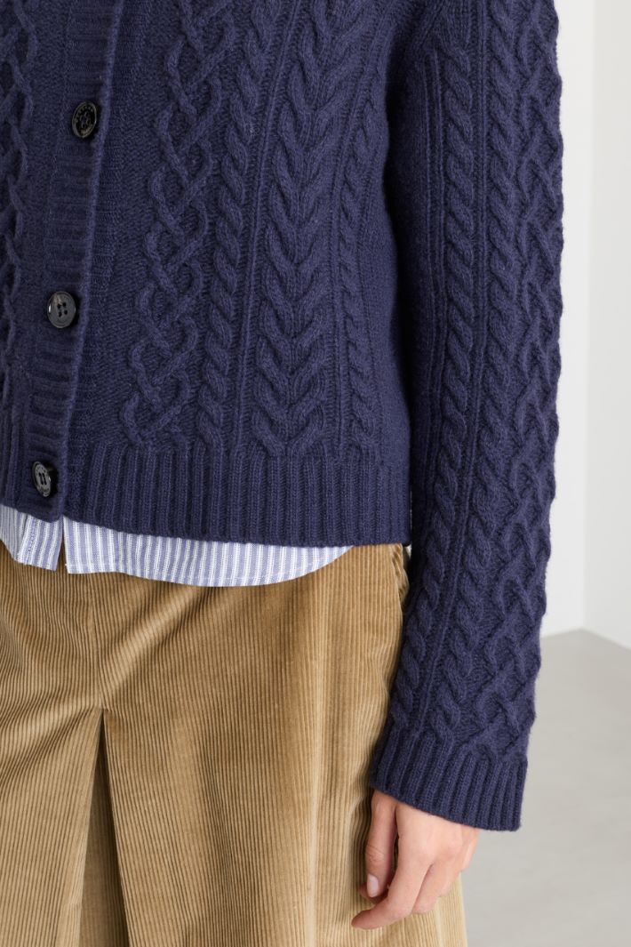 Zopfstrick-Cardigan - BLAU - Intrend - 3