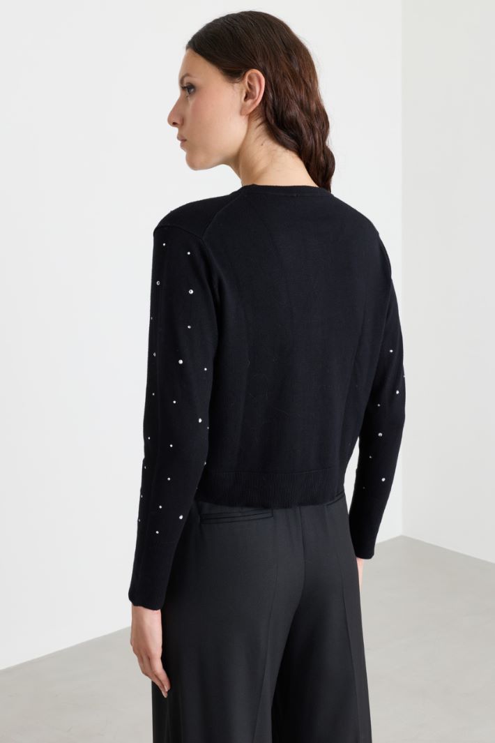 Crystal-embellished cardigan - BLACK - Intrend - 4