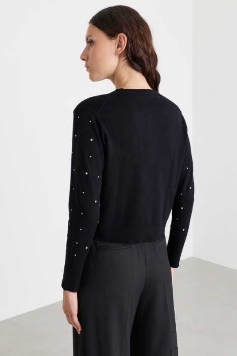 Cardigan in viscosa con cristalli