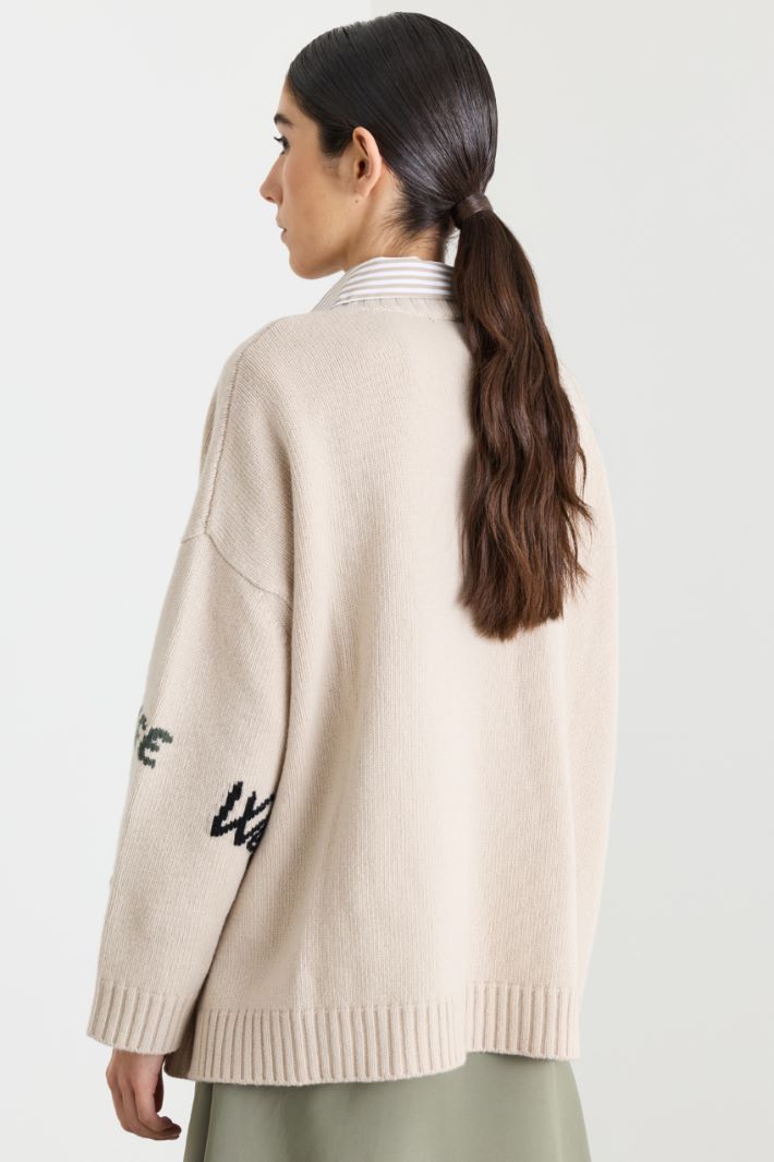 Cardigan over con intarsio - BEIGE - Intrend - 4