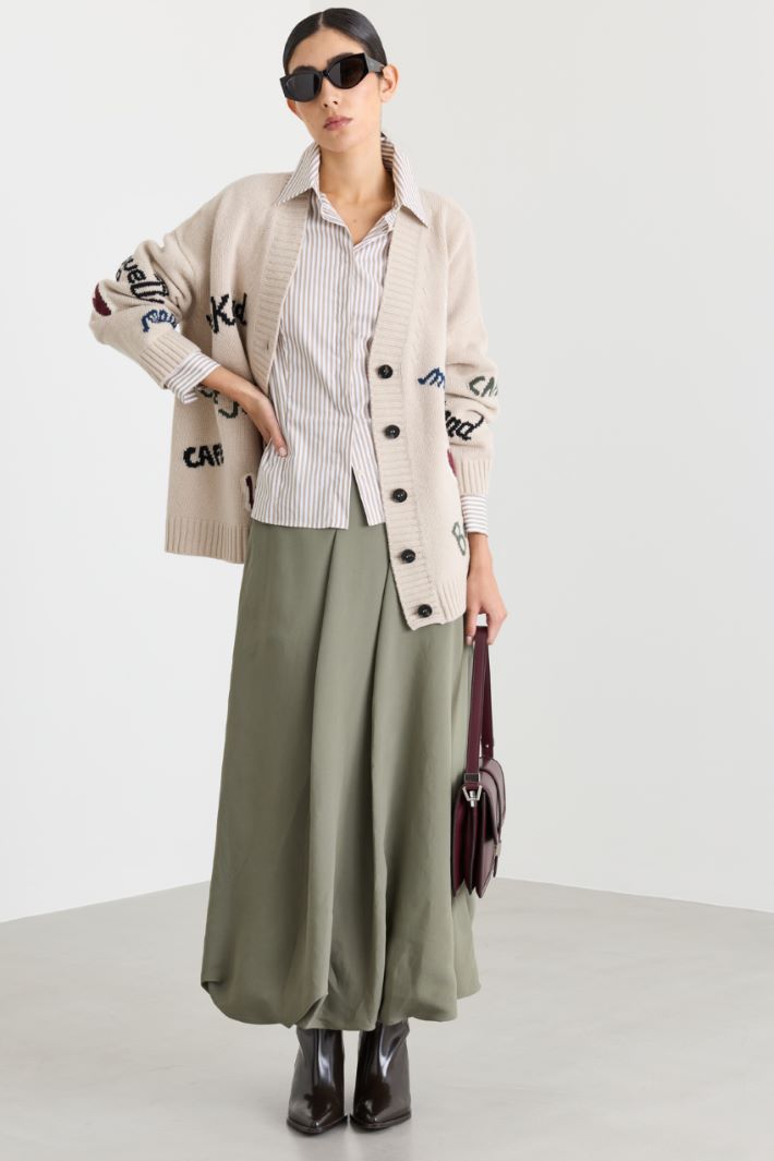 Cardigan over con intarsio - BEIGE - Intrend