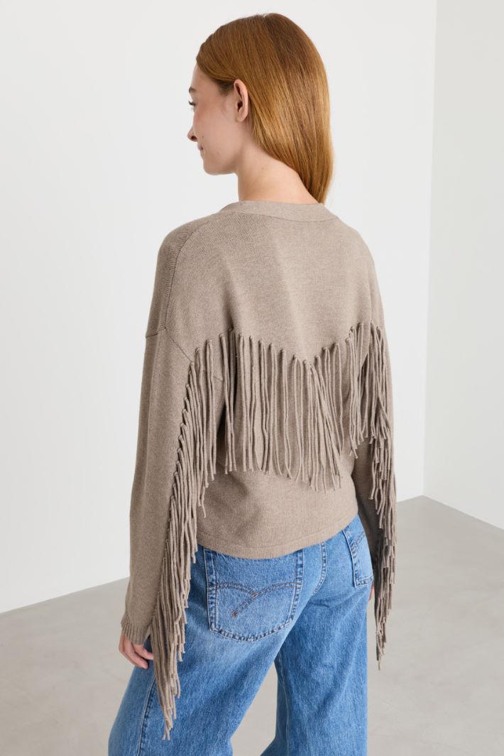Cardigan over con frange - GRIGIO - Intrend - 4