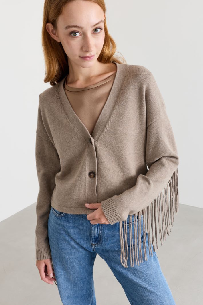 Cardigan over con frange - GRIGIO - Intrend - 3