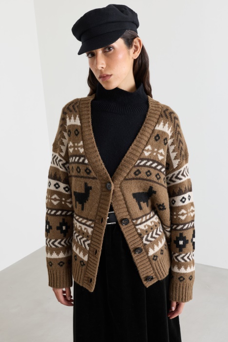 Oversized jacquard cardigan - Intrend