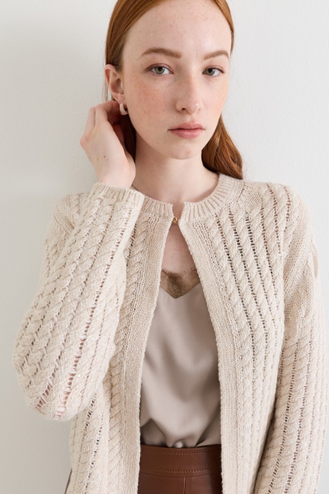 Cardigan dritto con micro paillettes