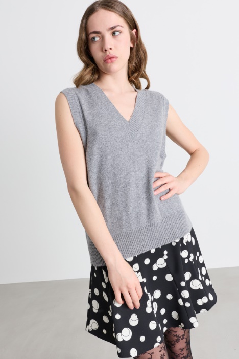 Rib-trimmed cashmere gilet - Intrend