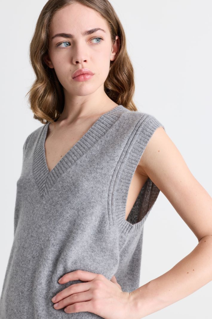 Gilet à bords côtelés - GRIS - Intrend - 3