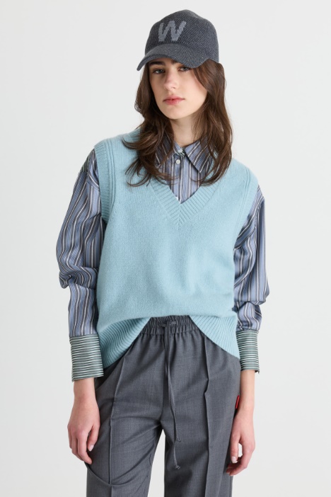 Rib-trimmed cashmere gilet - Intrend