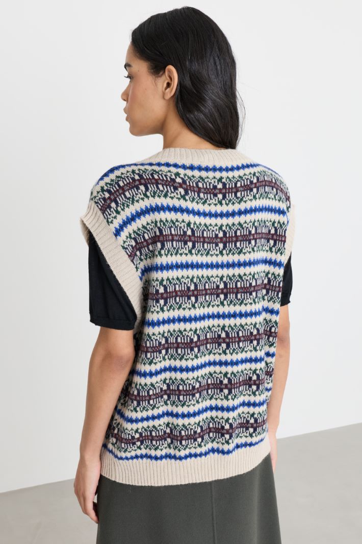 Jacquard-Weste - BEIGE BLAU - Intrend - 4