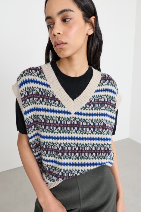 Gilet in lana e alpaca con motivo jacquard