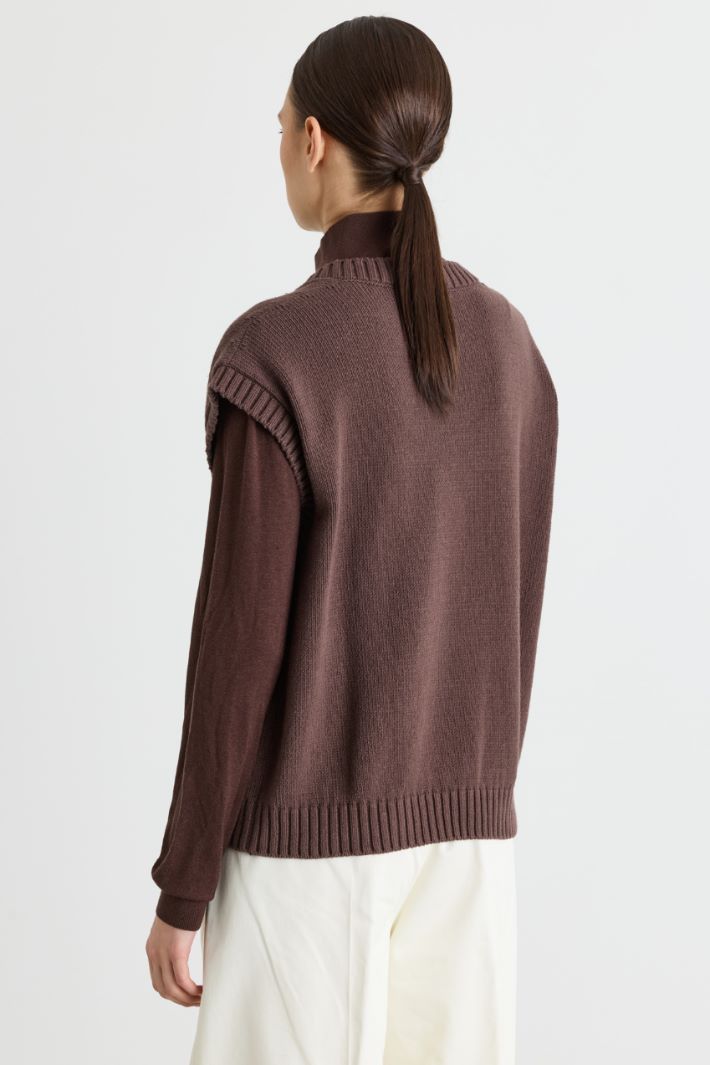 Intarsia-knit top - BROWN - Intrend - 4