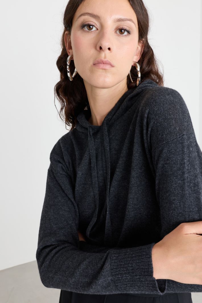 Felpa oversize con cappuccio - GRIGIO - Intrend - 3