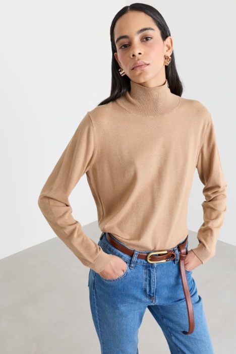 Silk and Wool Blend Roll-Neck Jumper - Intrend
