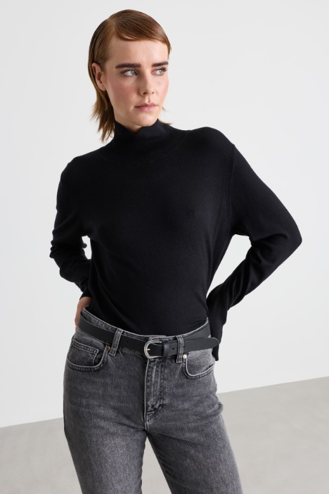 Rollkragenpullover aus Seiden-Woll-Mix - Intrend