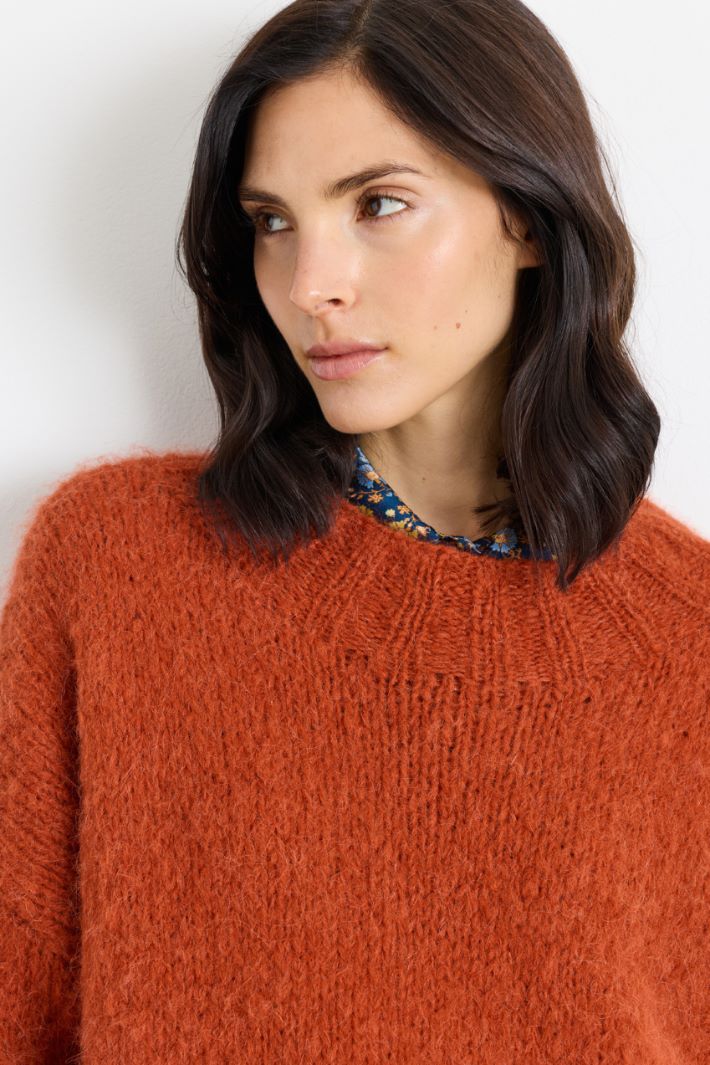 Maglia con scollo a costine - ROSSO - Intrend - 3