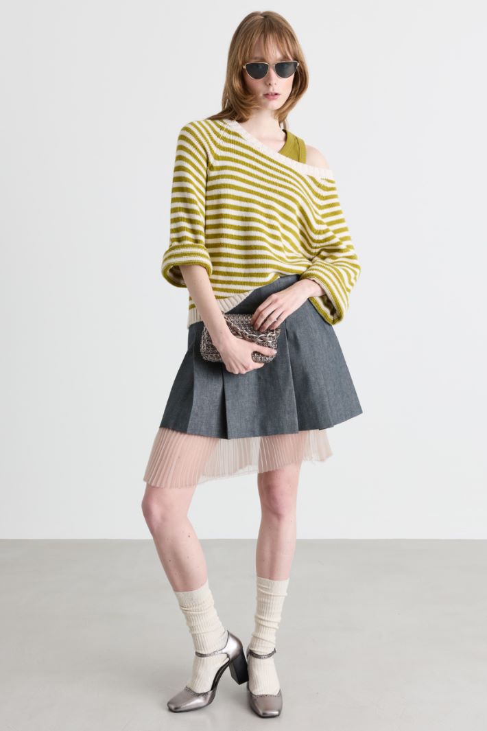 Gestreifter Pullover - GRÜN WEISS - Intrend