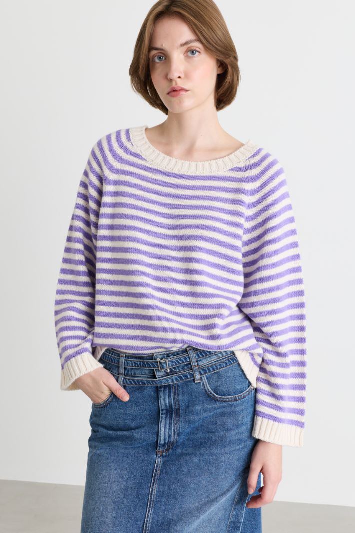 Gestreifter Pullover - LILA - Intrend - 2