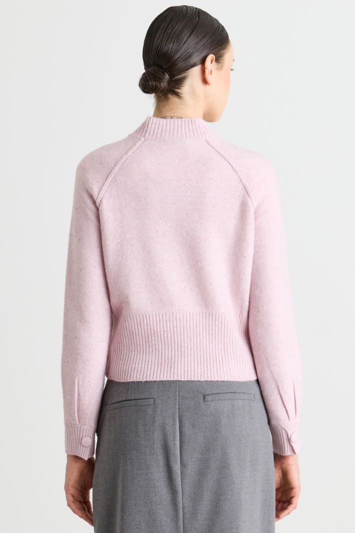 Sequin cropped jumper - PINK - Intrend - 4