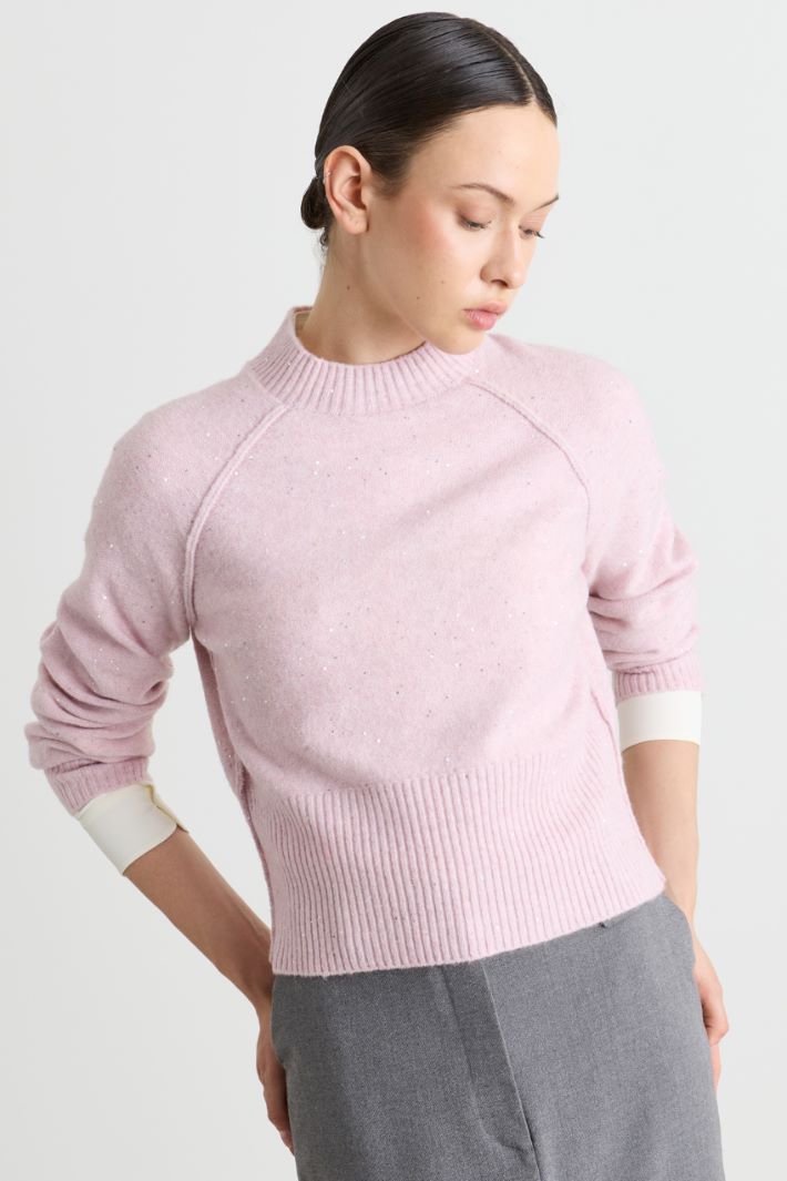 Sequin cropped jumper - PINK - Intrend - 2