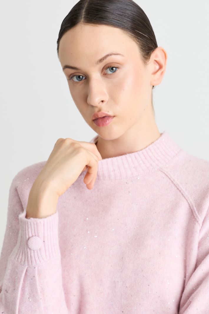 Sequin cropped jumper - PINK - Intrend - 3