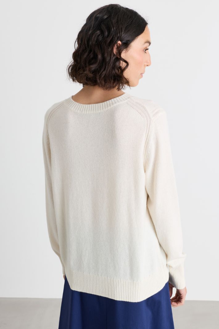 Pull à finitions côtelées - BLANC - Intrend - 4