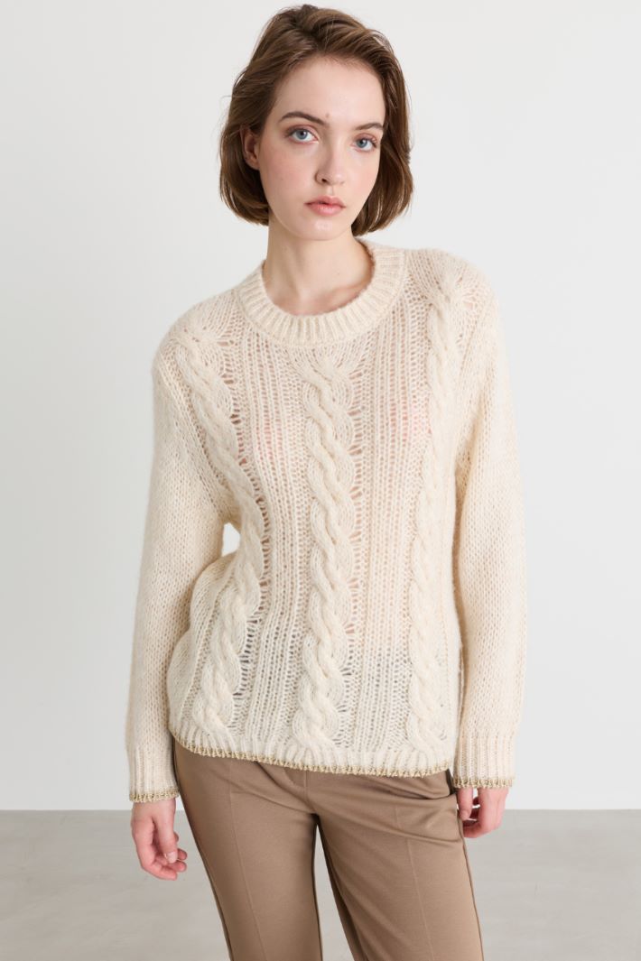 Kastiger Zopfstrickpullover - WEISS - Intrend - 2