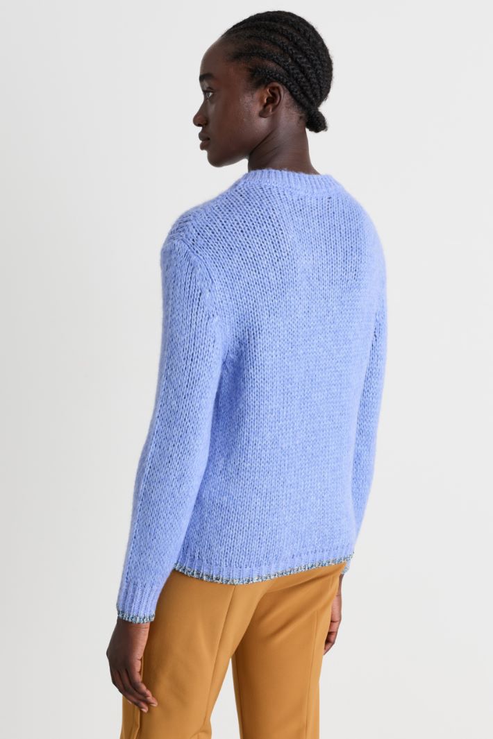Boxy cable-knit jumper - LIGHT BLUE - Intrend - 4
