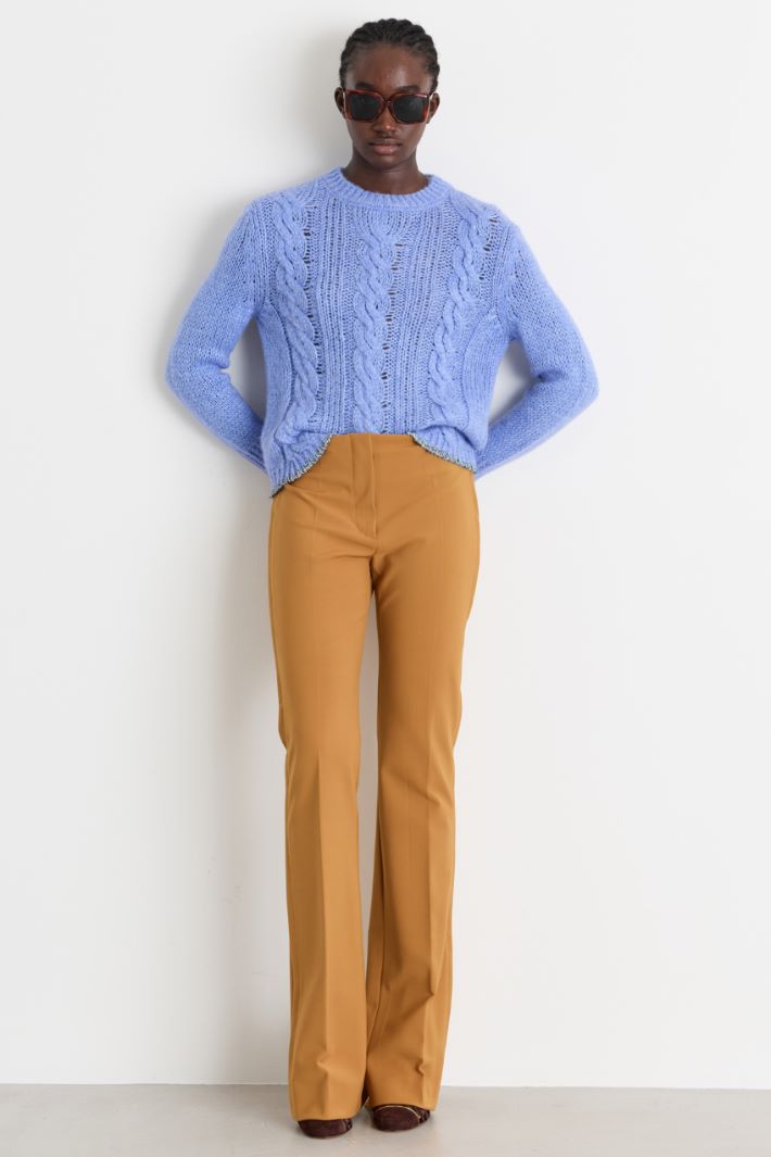 Boxy cable-knit jumper - LIGHT BLUE - Intrend