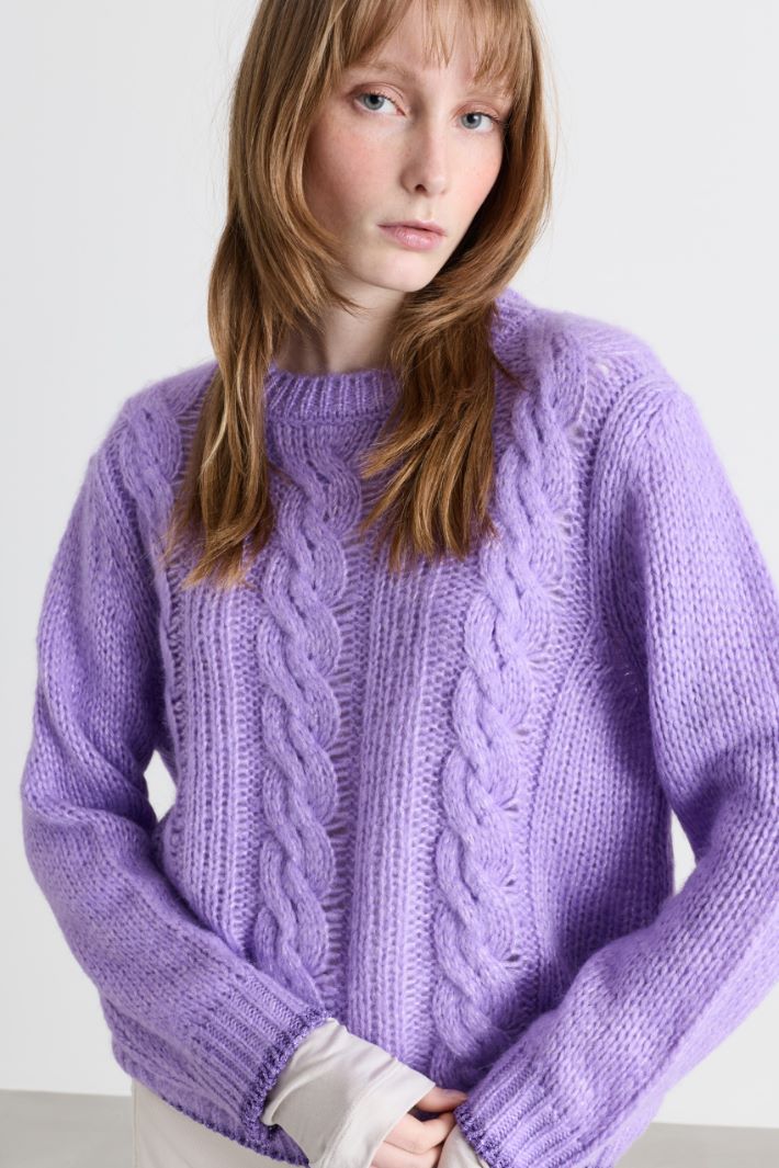 Kastiger Zopfstrickpullover - LILA - Intrend - 3