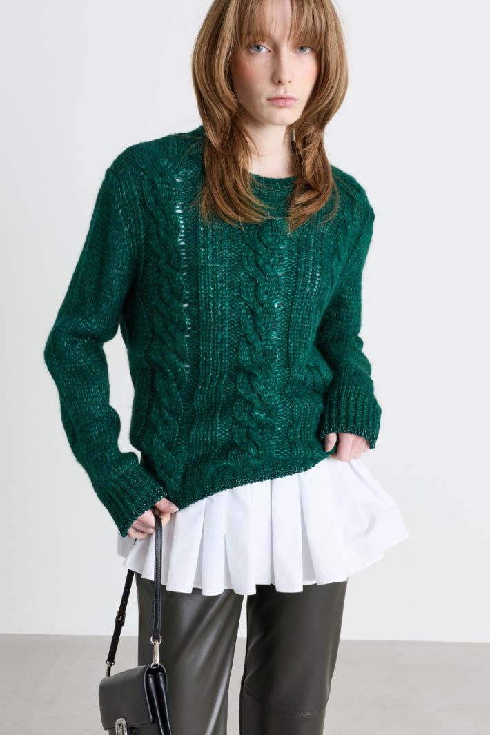 Kastiger Zopfstrickpullover - GRÜN - Intrend - 2